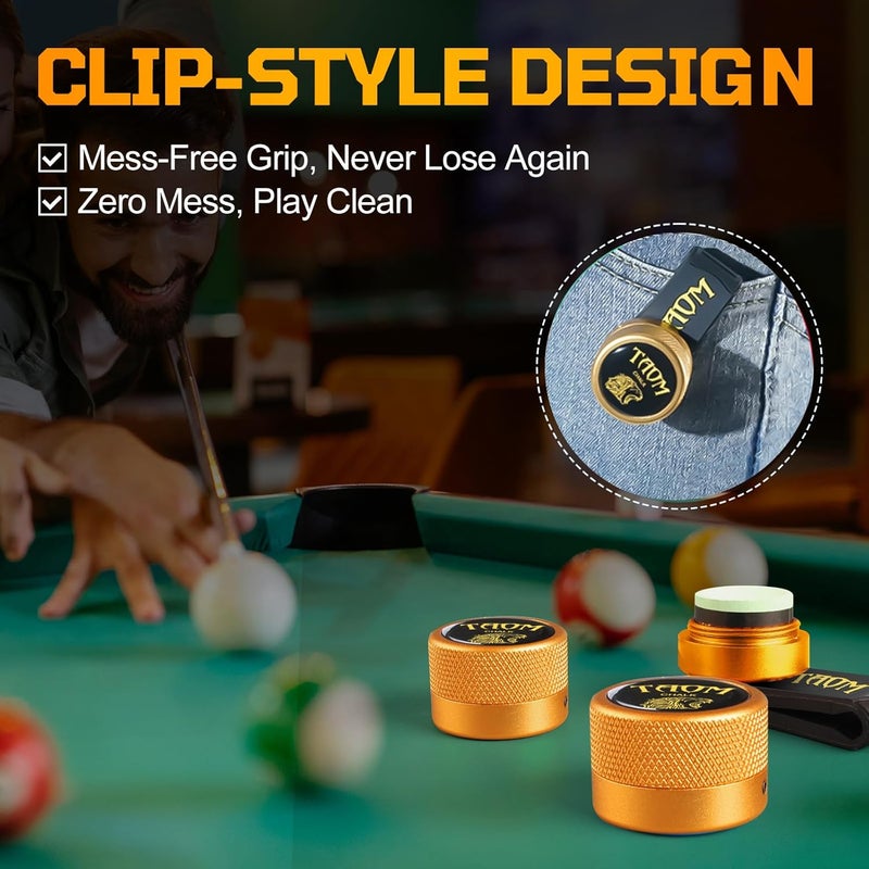 Banly TAOM Round Shaped Pool Chalk Holder, Portable Pool Chalk Cubes, Magnetic Mini Chalk Holder Pool Billiards, Pool Cue Chalk Case Container Box for Billiard Cue Tip Tool Pool Table Snooker Accessories - Image 2